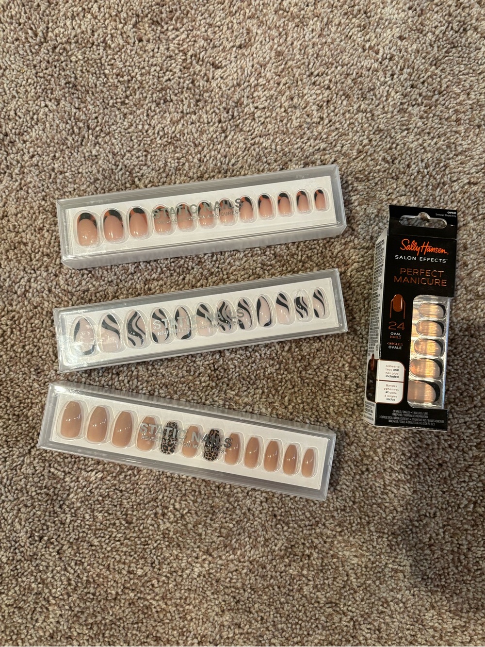 Press-On Nails with Accent Designs; all 4 sets